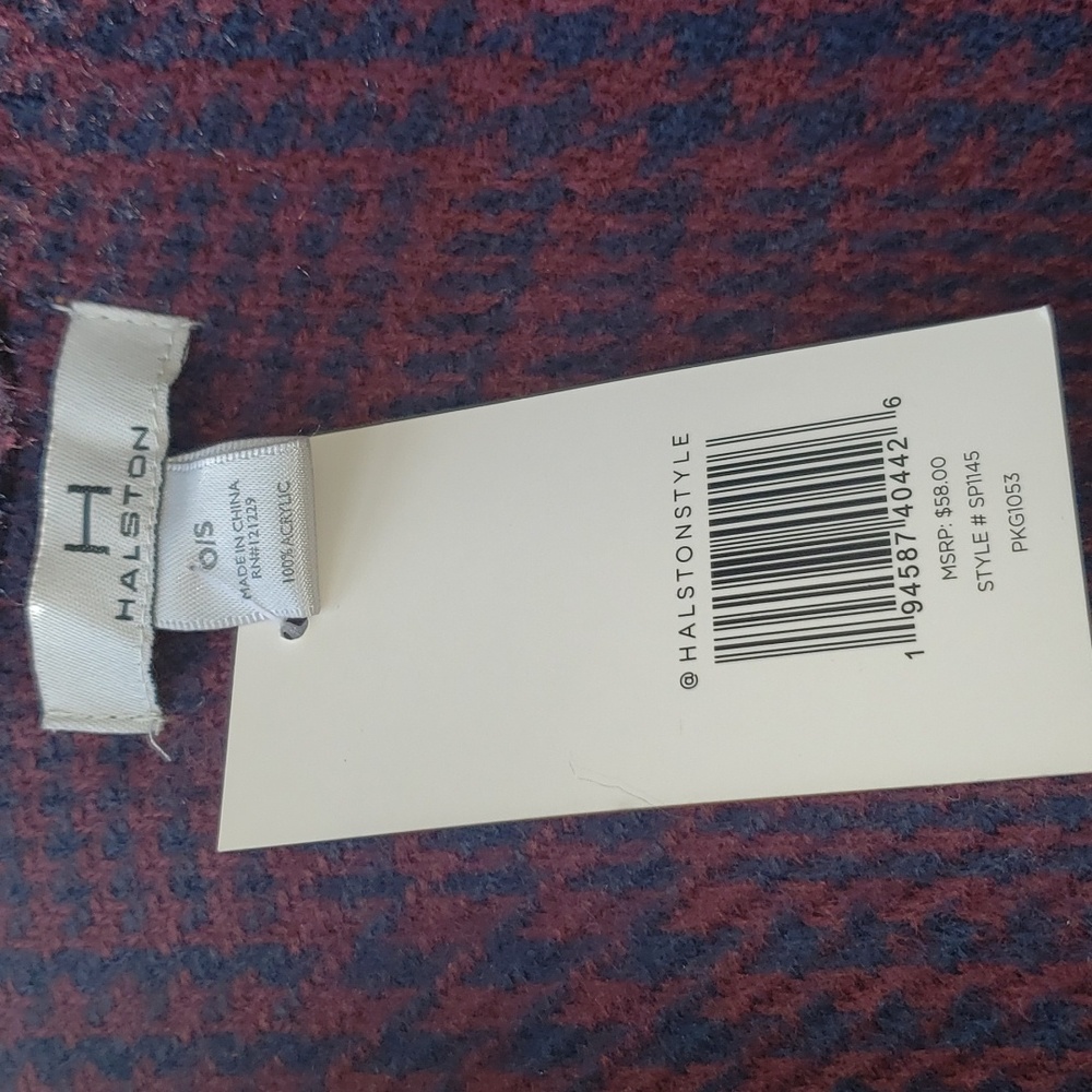 Halston Ruana Wrap - Belted Cardigan Sweater Burgandy Navy NWT - Picture 6 of 12